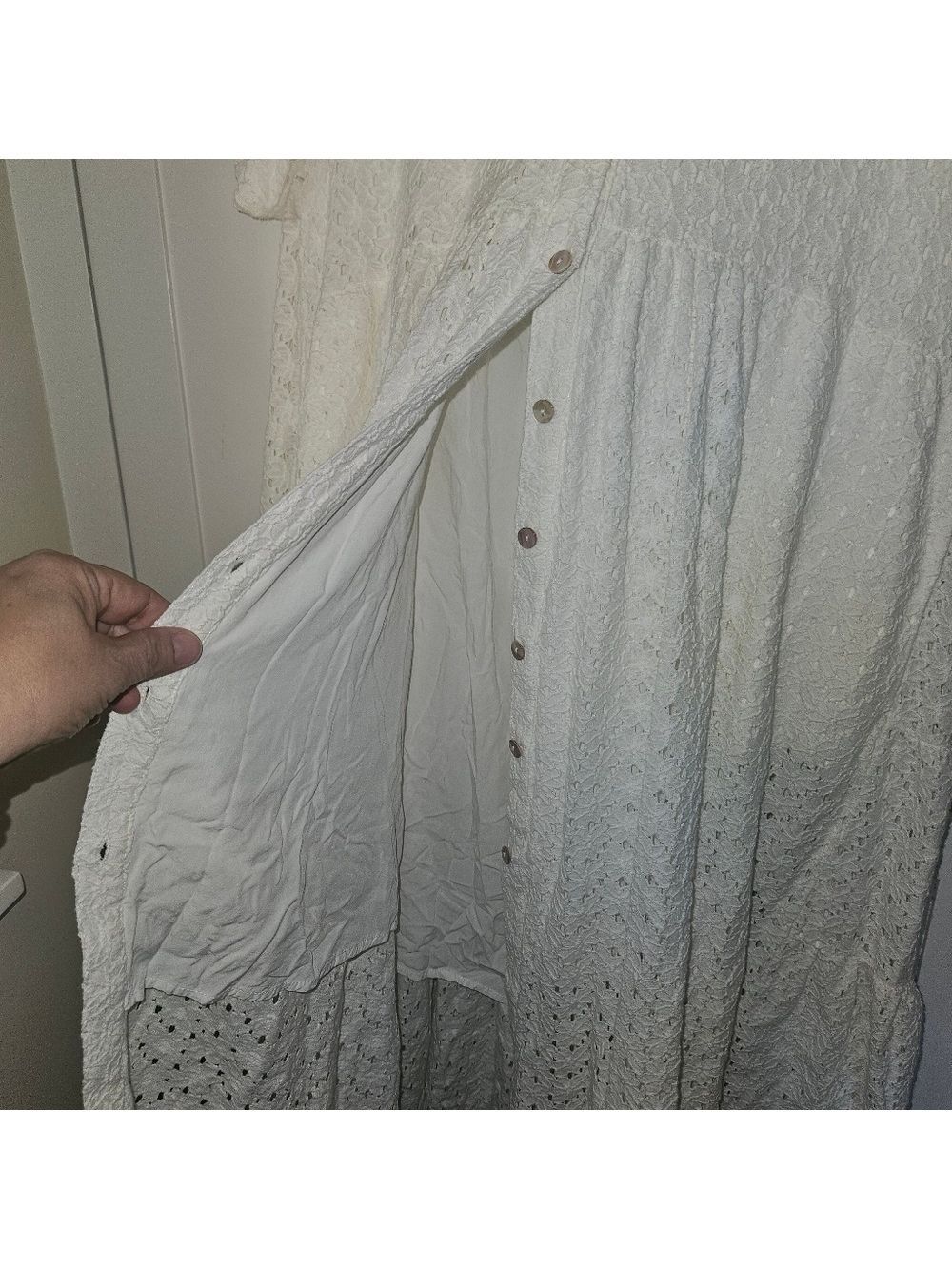 OLI + HALI Camilla Midi Dress White Eyelet Cotton Tiered Oversized Sz S - Picture 7 of 8